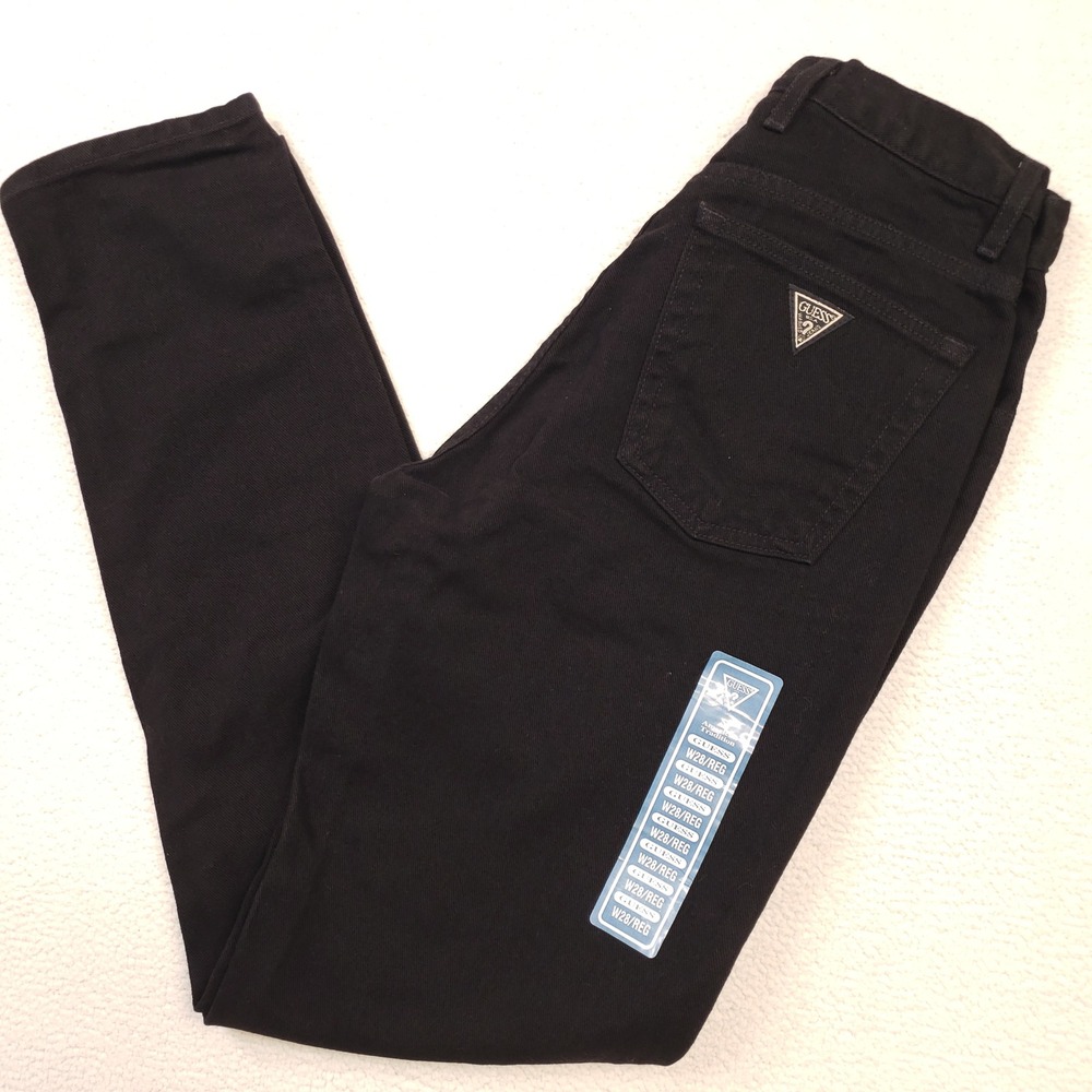 GUESS Jeans High Rise Tapered Leg Womens 28 Black Vintage USA Made Deadstock